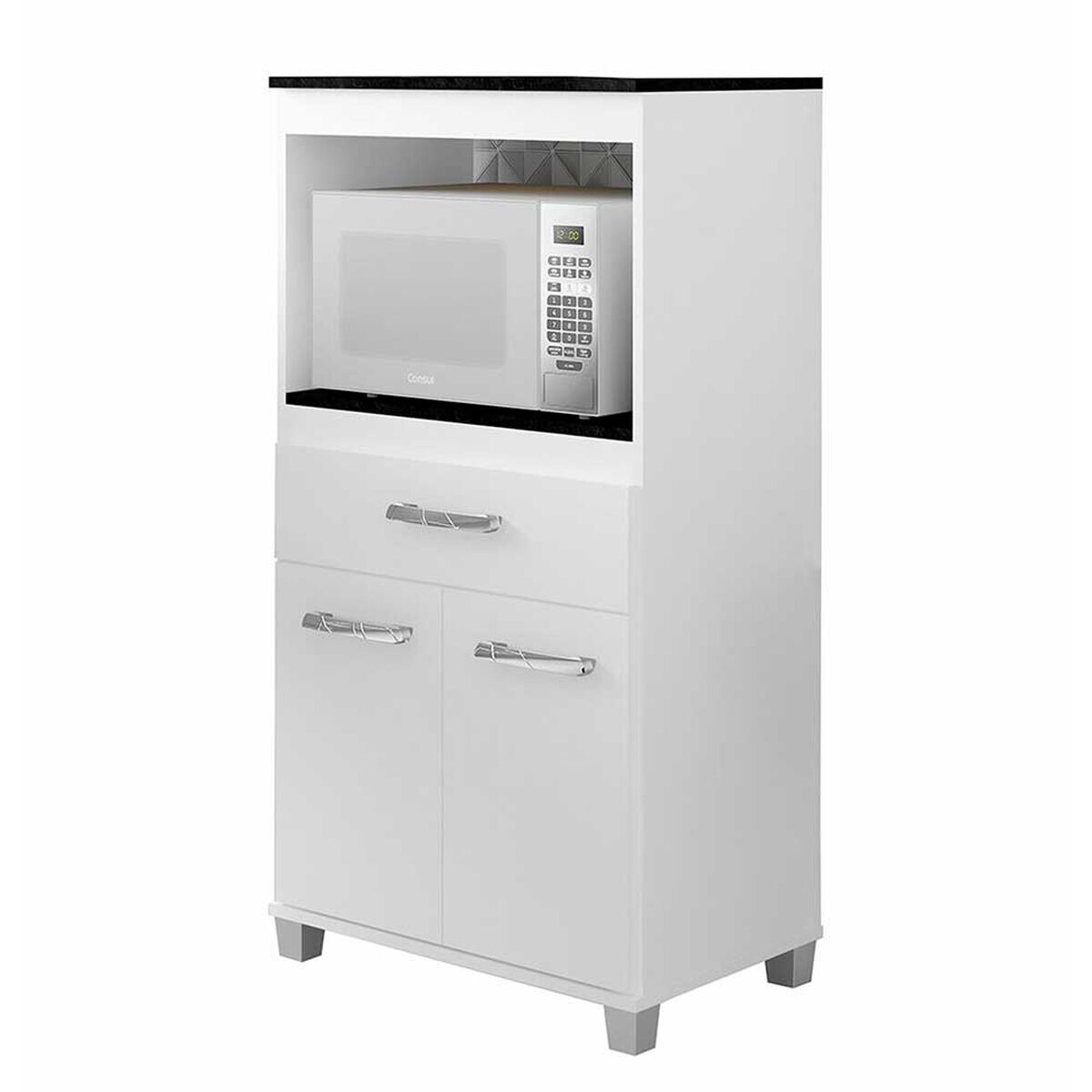Combo Mueble Auxiliar Casanova Clean 1 Cajón 1 Puerta + Mueble para Microondas Micro 1 Cajón
