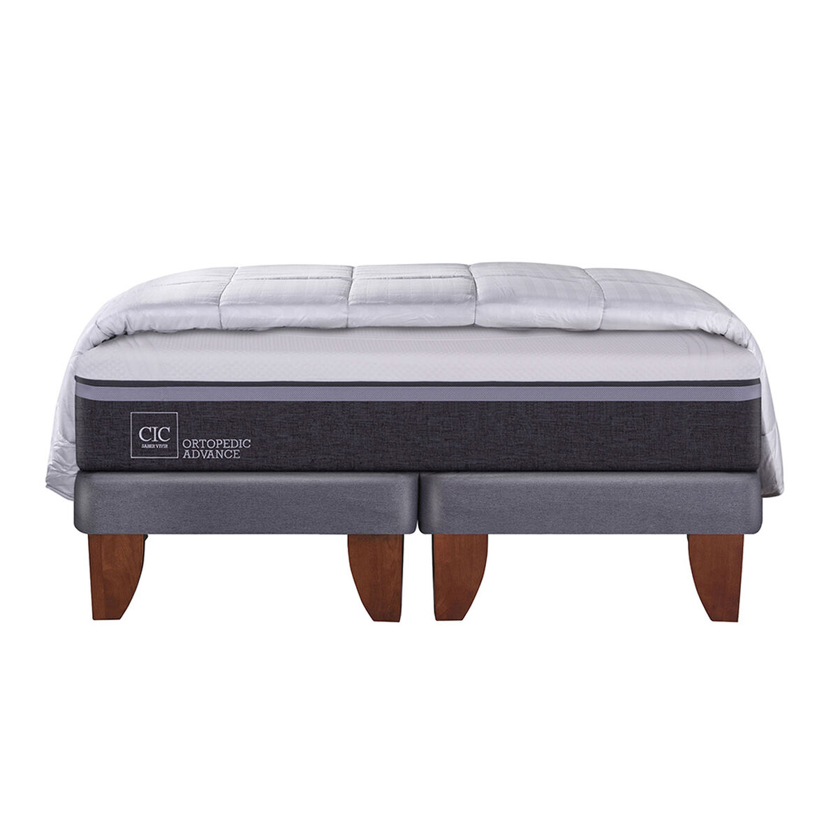Cama Europea CIC Base Dividida 2 Plazas Ortopedic Advance + Plum&oacute;n