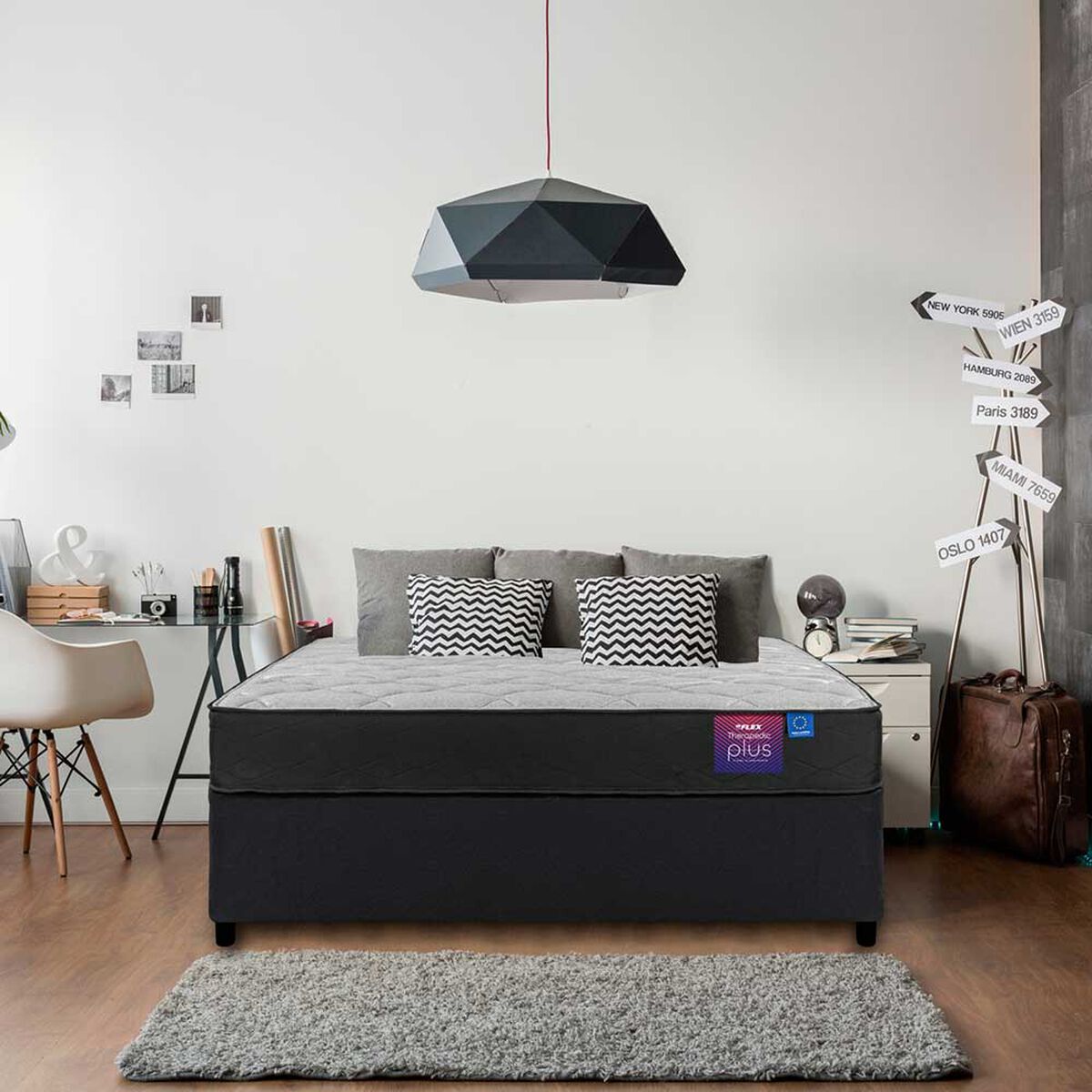 Cama Americana Flex Base Dividida 2 Plazas Therapedic Plus  + Respaldo Royal
