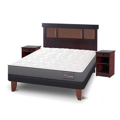 Imagen 2 del producto Cama Europea CIC 2 Plazas Anatomic + Respaldo + 2 Veladores New Dublin Chocolate