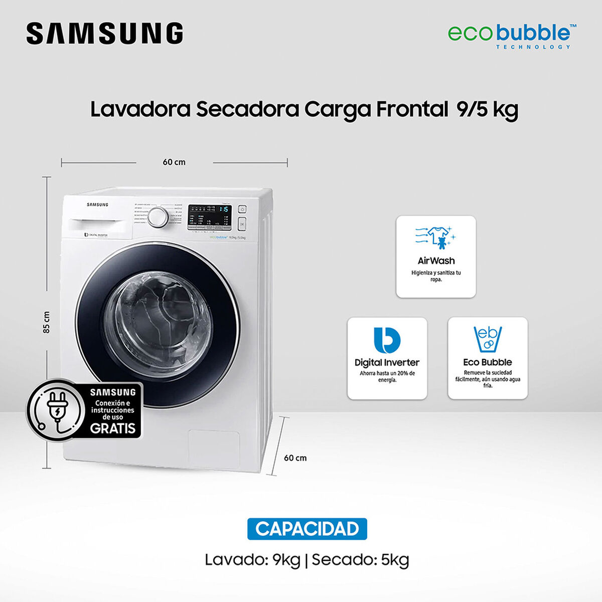 Lavadora Secadora Samsung WD90M4453JW/ZS 9/5 kg