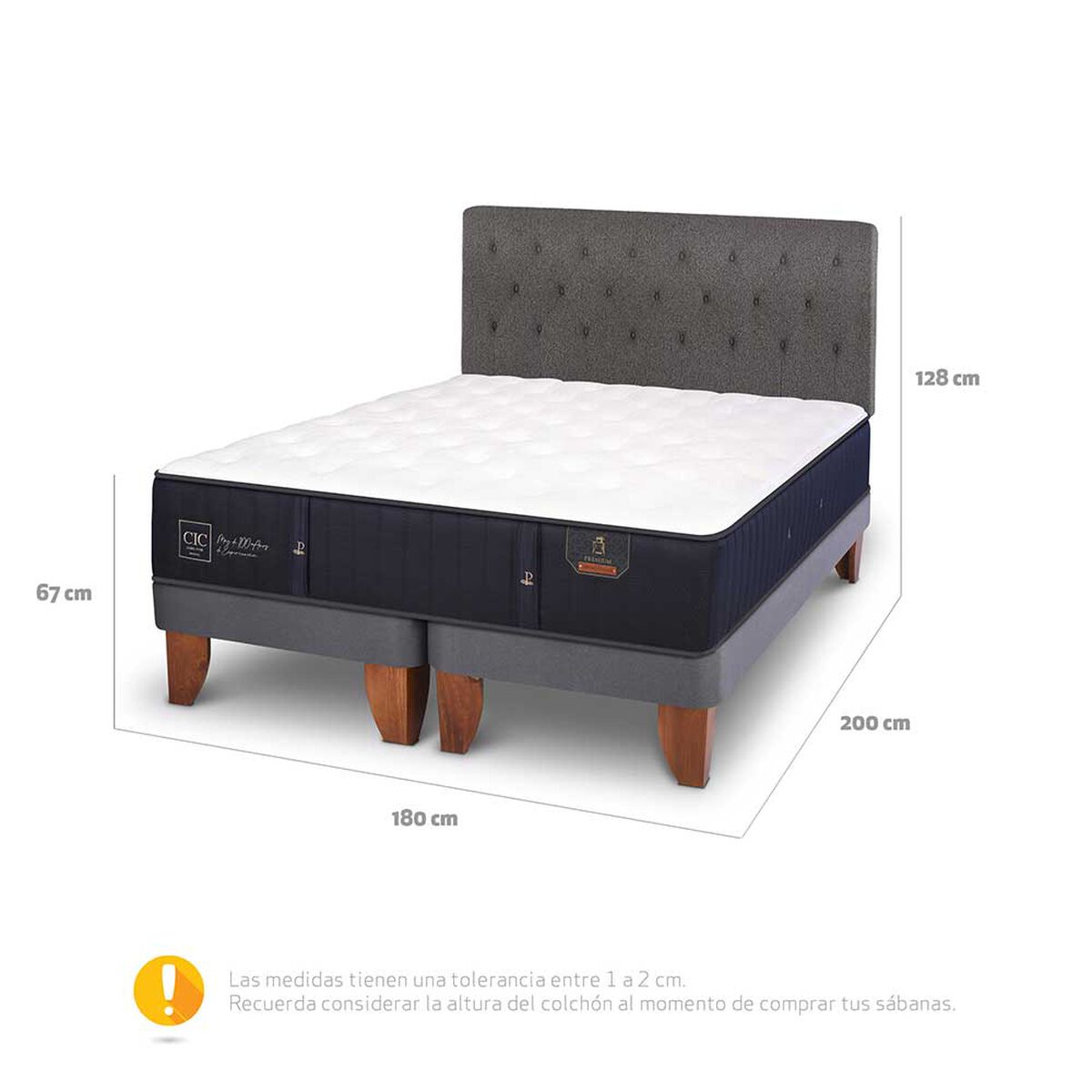 Cama Europea CIC Base Dividida King Premium + Respaldo Kavery