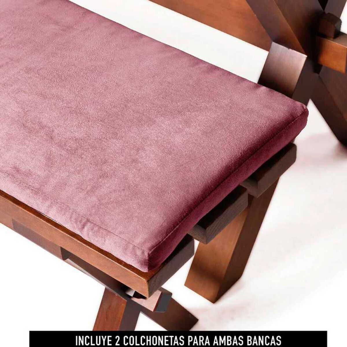 Juego de Comedor Latam Home Sevilla Oviedo 2 Sillas + 2 Bancas Velvet Palo Rosa