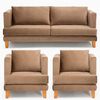 Juego de Living Barra Design Larisa Sofá 3 Cuerpos + Dos Sillones 1 Cuerpo Beige