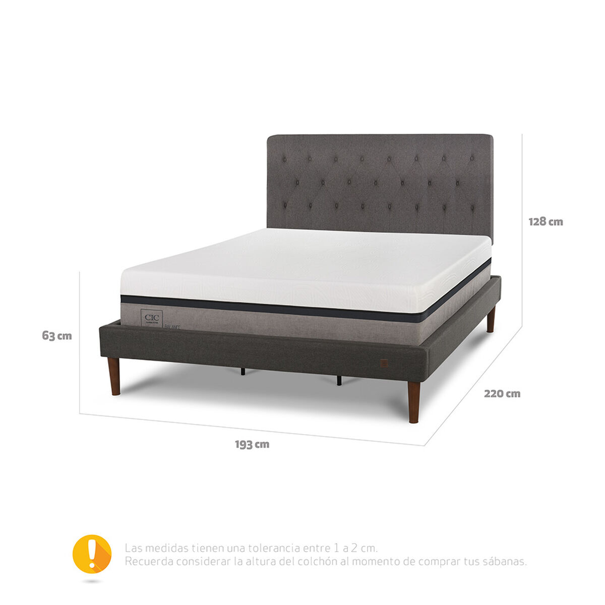 Cama Europea CIC Curve King Balance + Respaldo Kavery