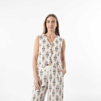 Blusa Lino Sin Mangas Mujer Portman Club