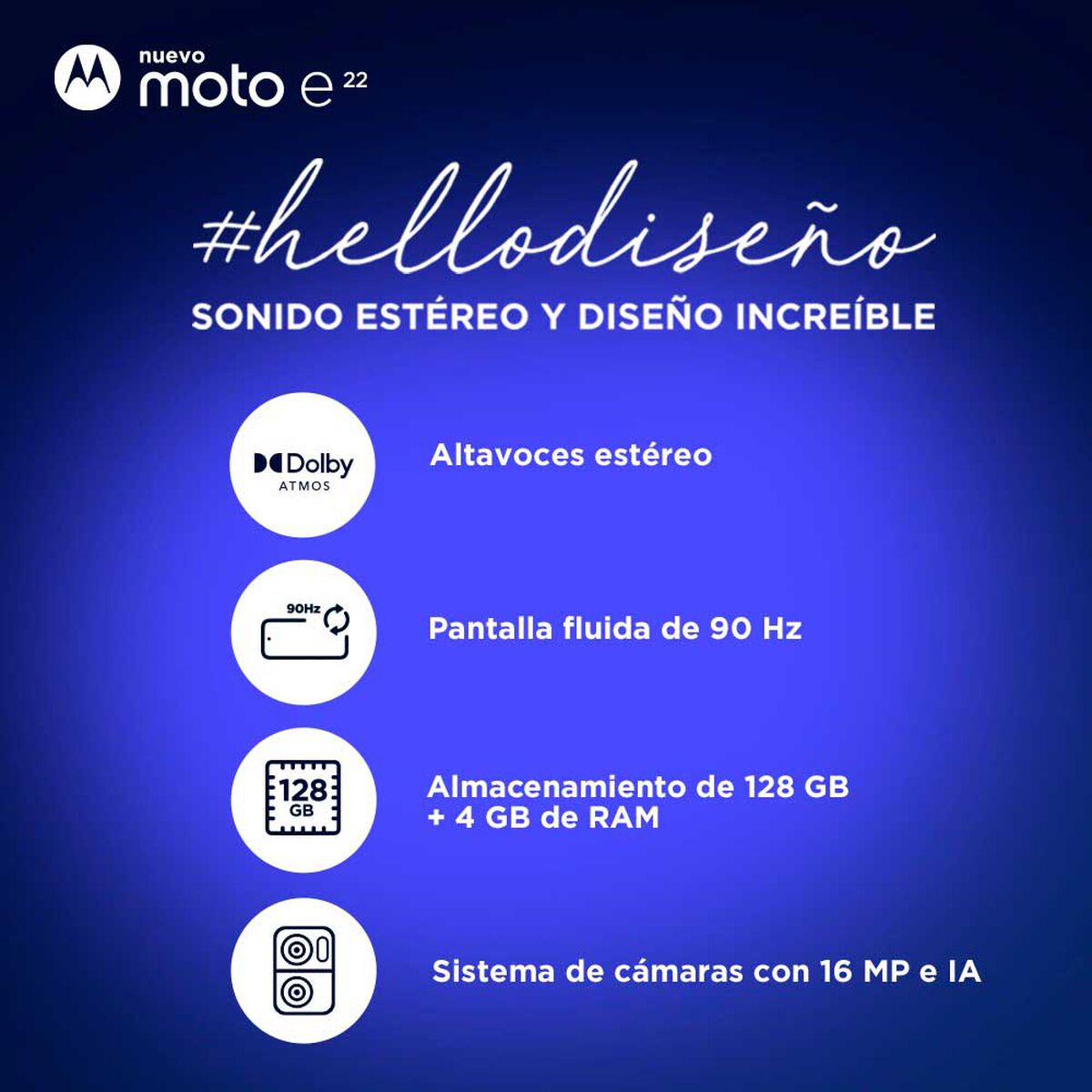 Celular Motorola Moto E22 128GB 6,51" Blanco Liberado