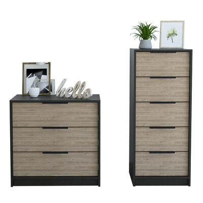 Set Cómoda 5 Cajones + Cómoda 3 Cajones TuHome Kaia