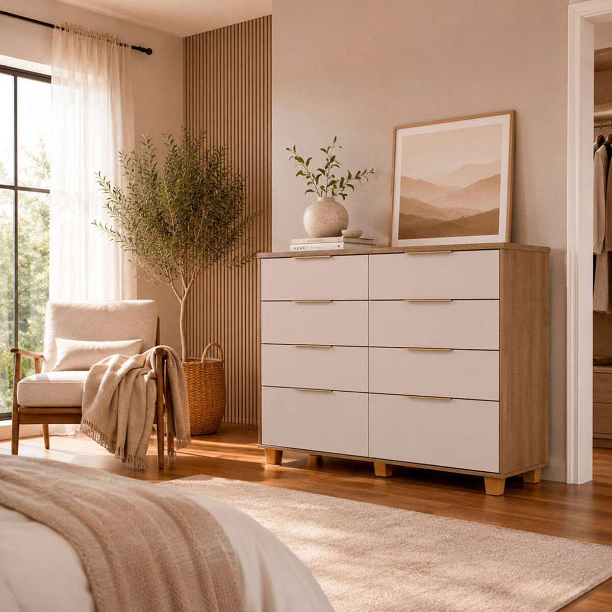 C&oacute;moda Vekkahome Dubai 8 Cajones Beige