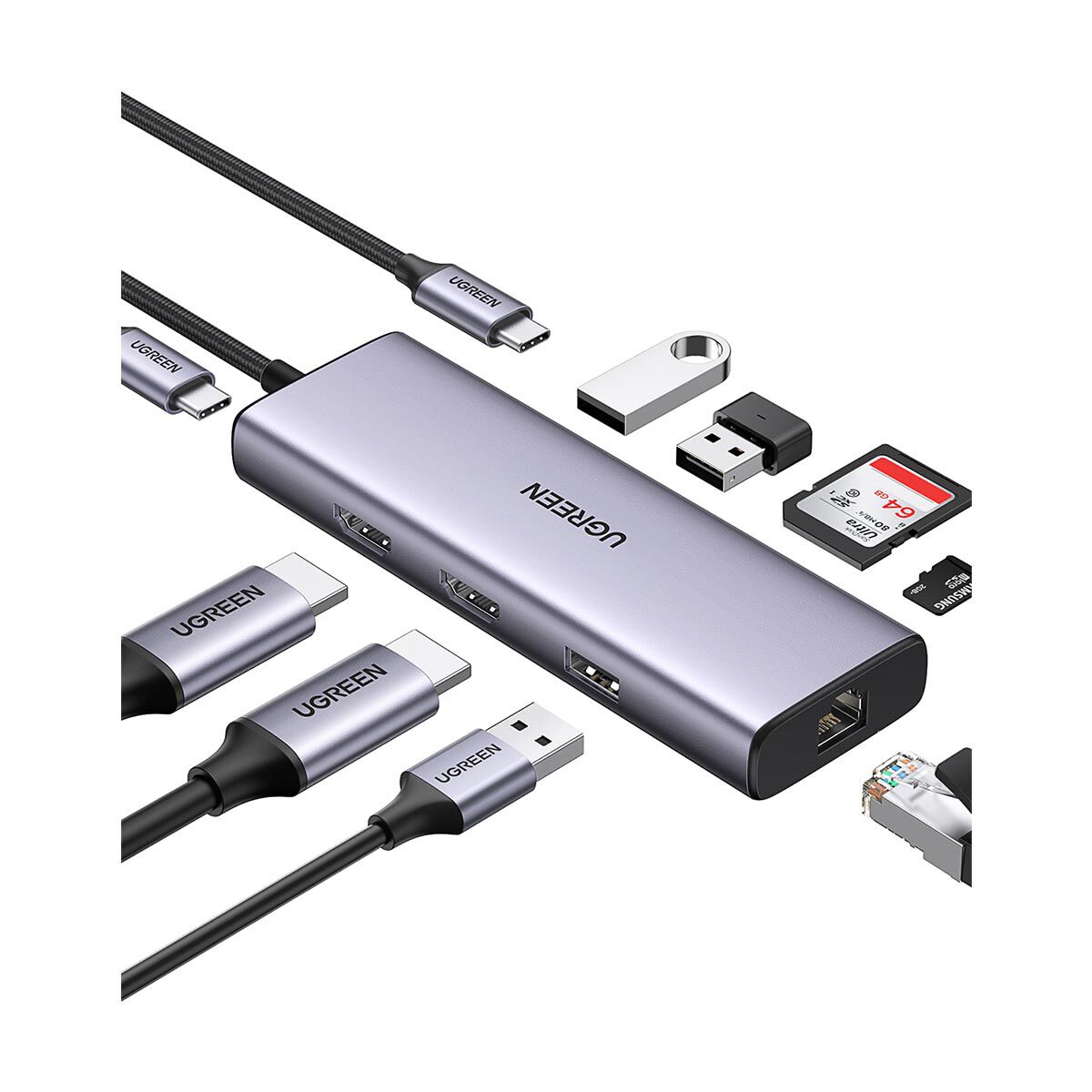 Cable Hub USB-C Ugreen NW102 CM490