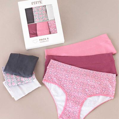 Imagen 1 del producto Pack 6 Calzón Pantaleta Alta Intime Ecru, Rosado