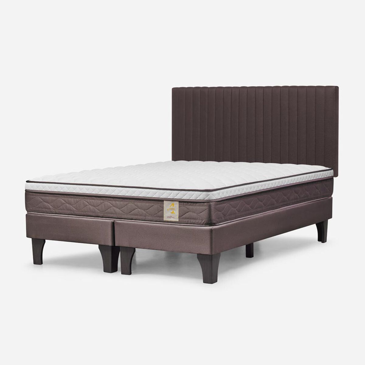 Cama Europea Rosen 2 Plazas New Style 4 + Respaldo Café