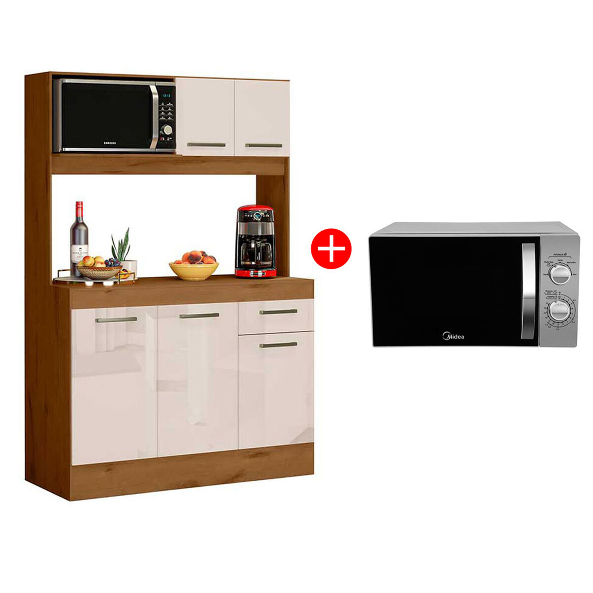 Combo Mueble de Cocina Casanova Barcelona 1 Cajón 5 Puertas + Microondas Midea MMP-20NCJ9 20 lts.