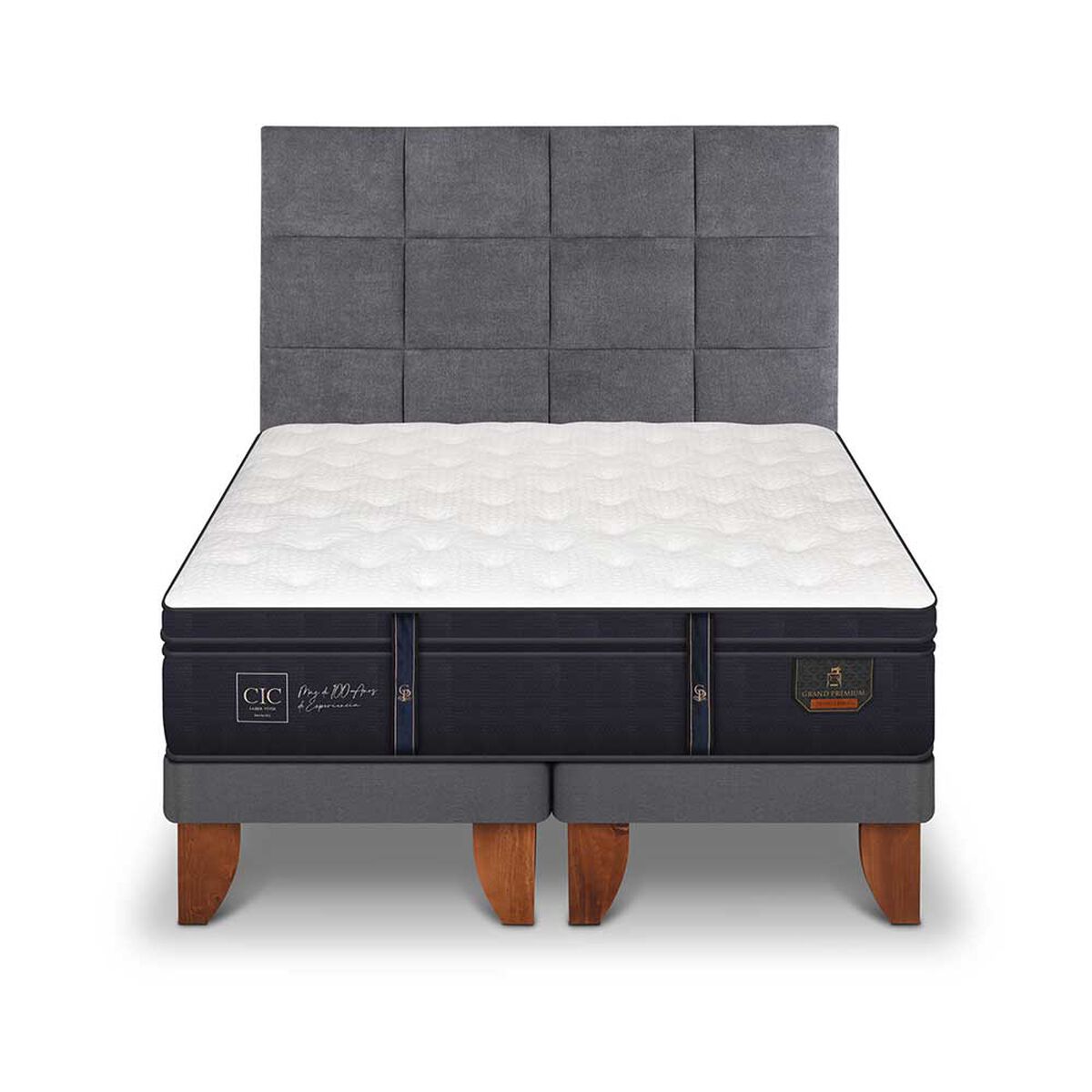 Cama Europea CIC Base Dividida S&uacute;per King Grand Premium + Respaldo Tamesis