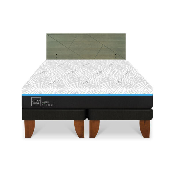 Cama Europea CIC Green Infinity 2 Plazas + 1 Respaldo Villarrica Olivo