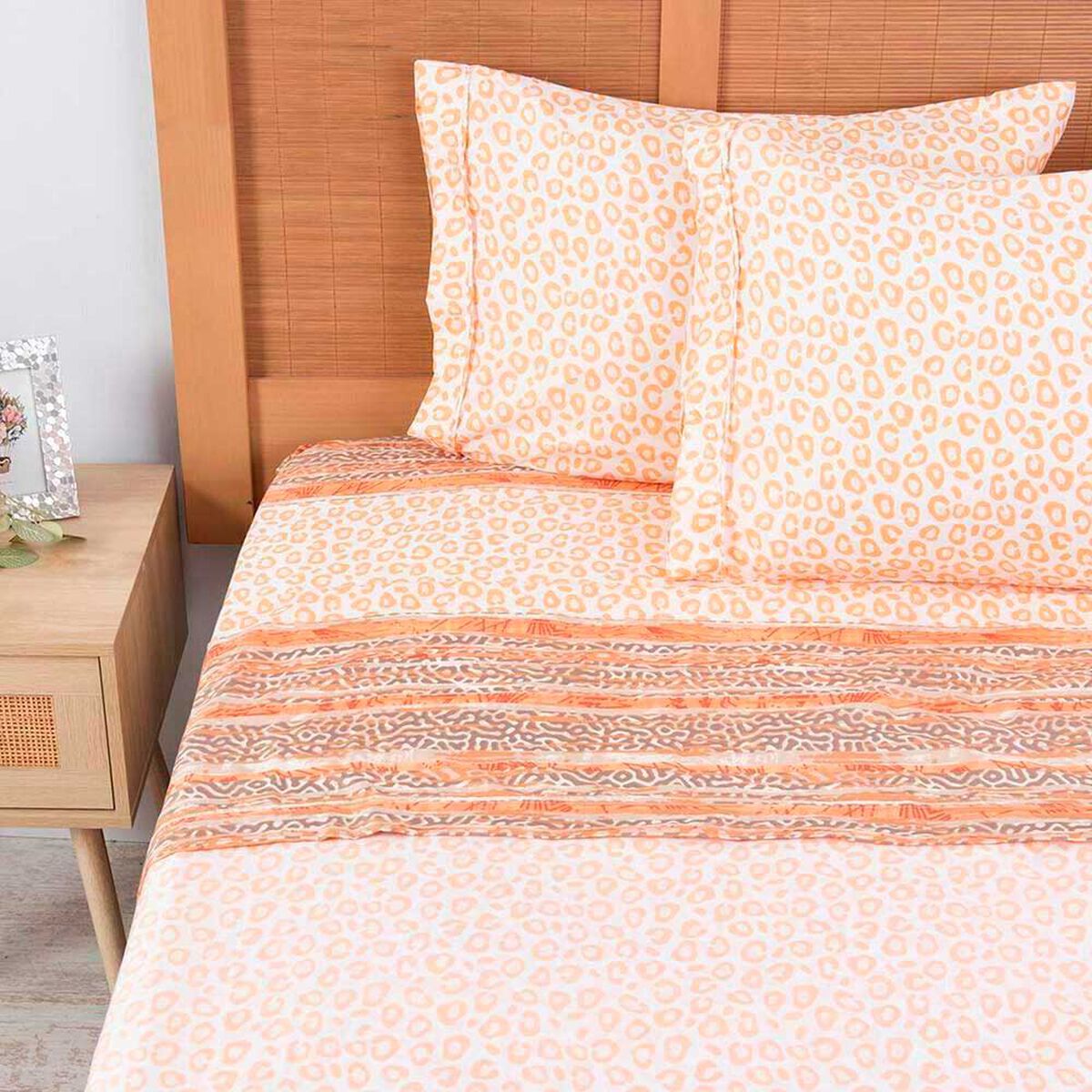 Juego de S&aacute;banas Estampado Plumetti 2 Plazas Tamarindo