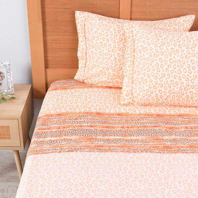 Juego de Sábanas Estampado Plumetti 2 Plazas Tamarindo