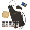 Set Parrillero Wayu Delantal + Guante Pro + Plato de Madera + Mix de Sales + Caja Fósforos