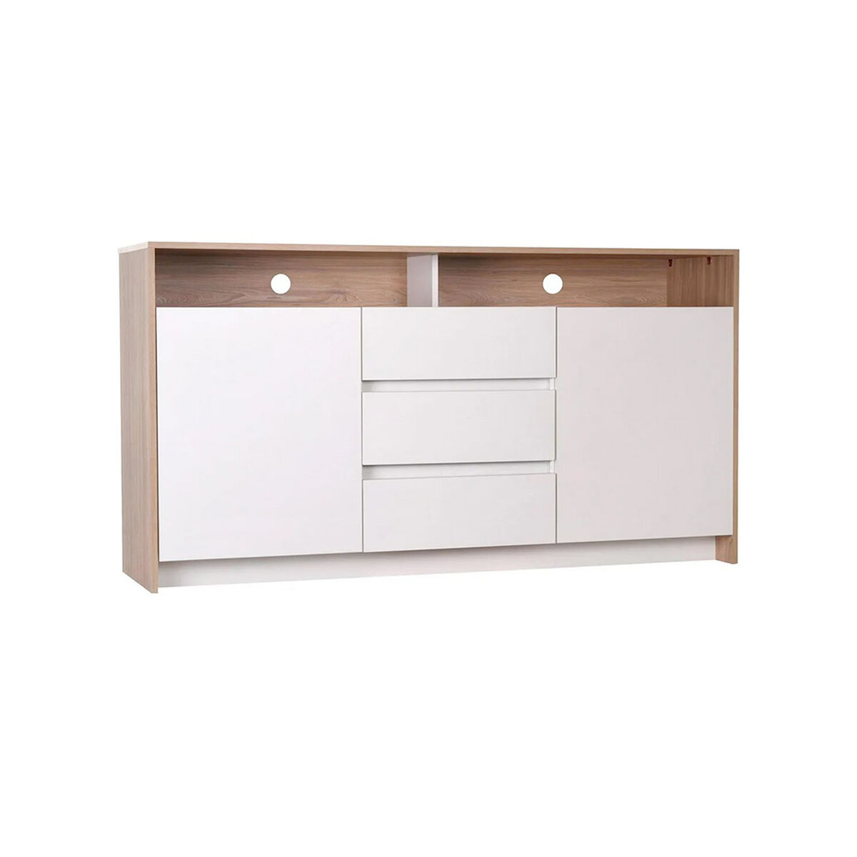 Rack TV Colb&uacute;n + Buffet + Libreros CIC Olmo Blanco
