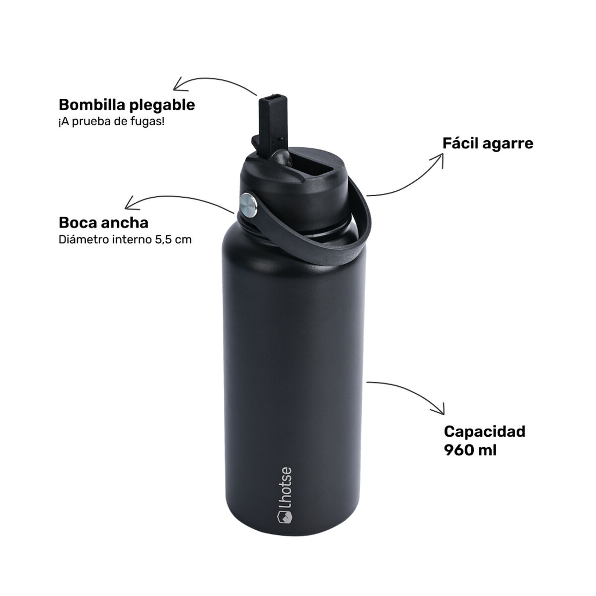 Pack Lhotse Madre e hijo Negro 960 ml