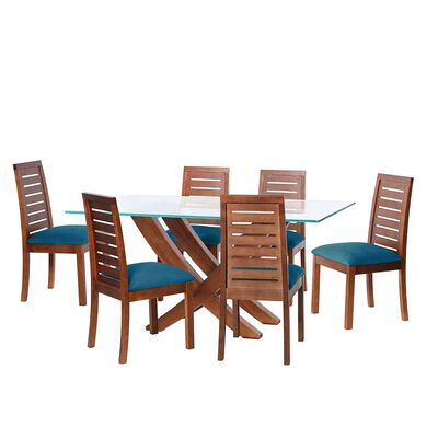 JUEGO DE COMEDOR LATAM HOME ALICANTE 6 SILLAS AZUL PETRÓLEO