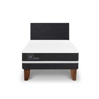 Cama Europea CIC 1,5 Plazas Ortopedic + Respaldo Villarrica Negro