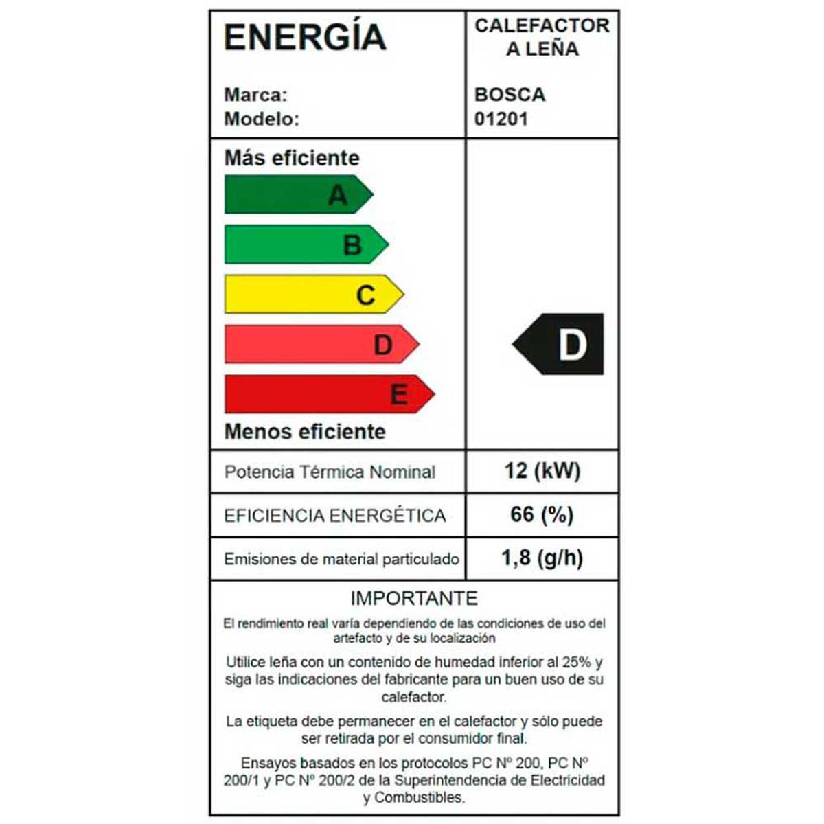 Calefactor Bosca a Le&ntilde;a Gold 500 Charcoal Black Vision CERT.