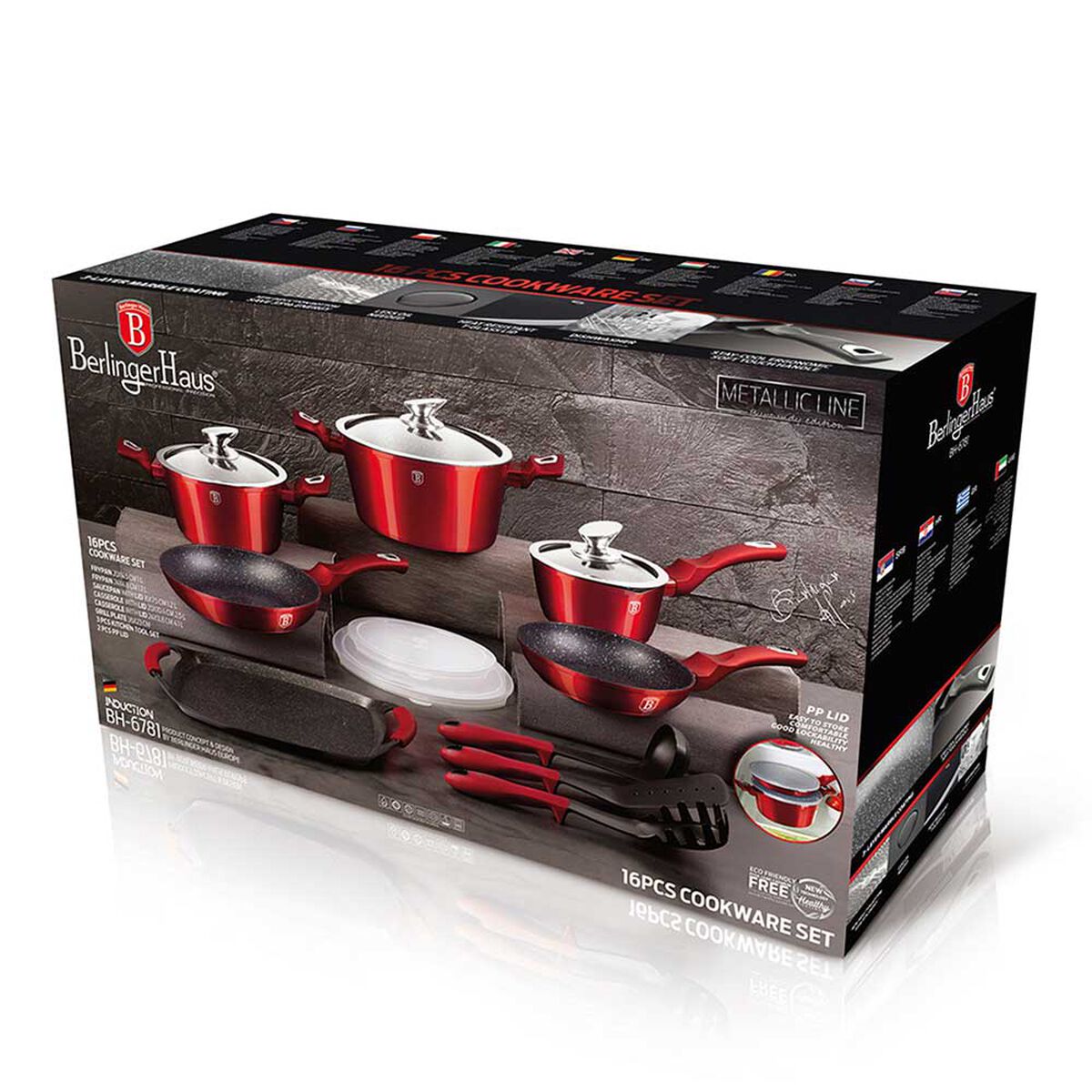 Bater&iacute;a de Cocina Berlinger Haus 16 Piezas Rojo