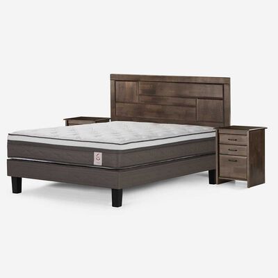 Cama Europea Rosen 2 Plazas Dolce + Respaldo + 2 Veladores