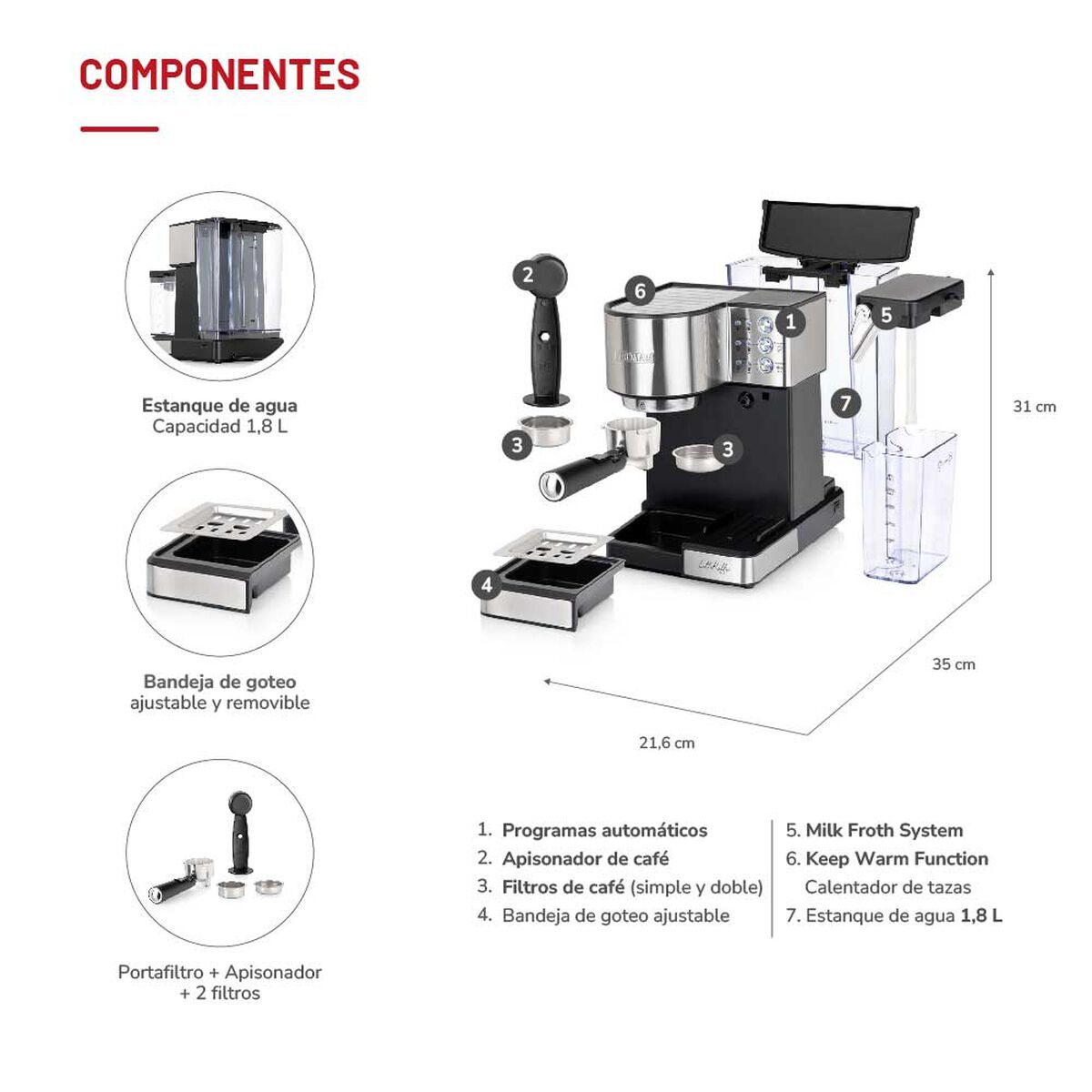 Cafetera Expresso Latekaffee TH-160DELI
