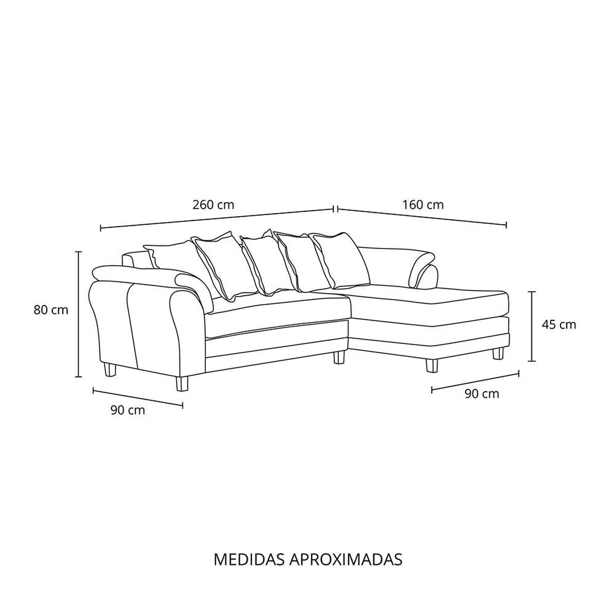 Sof&aacute; Seccional Derecho Living Factory Mustang 4 Cuerpos Gris