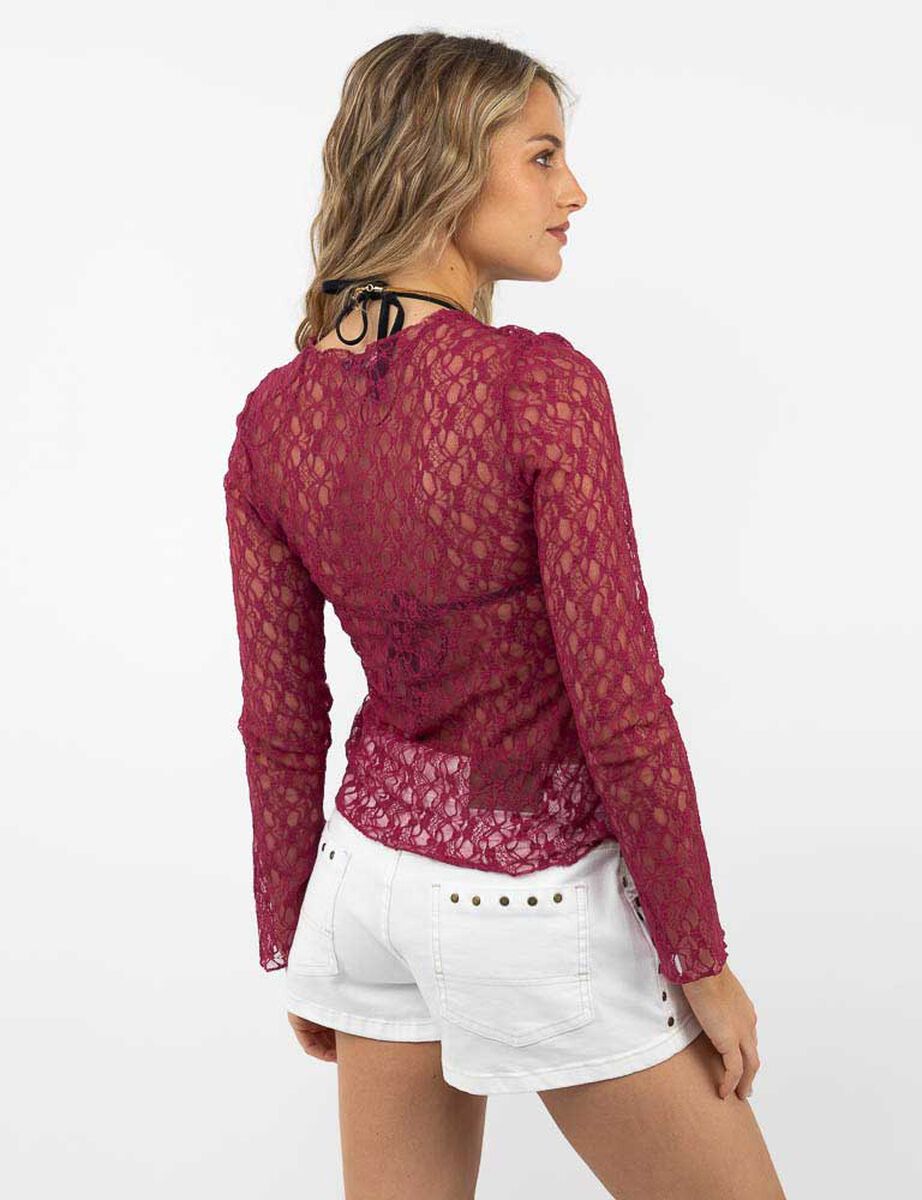 Polera Encaje Manga Larga Mujer Icono