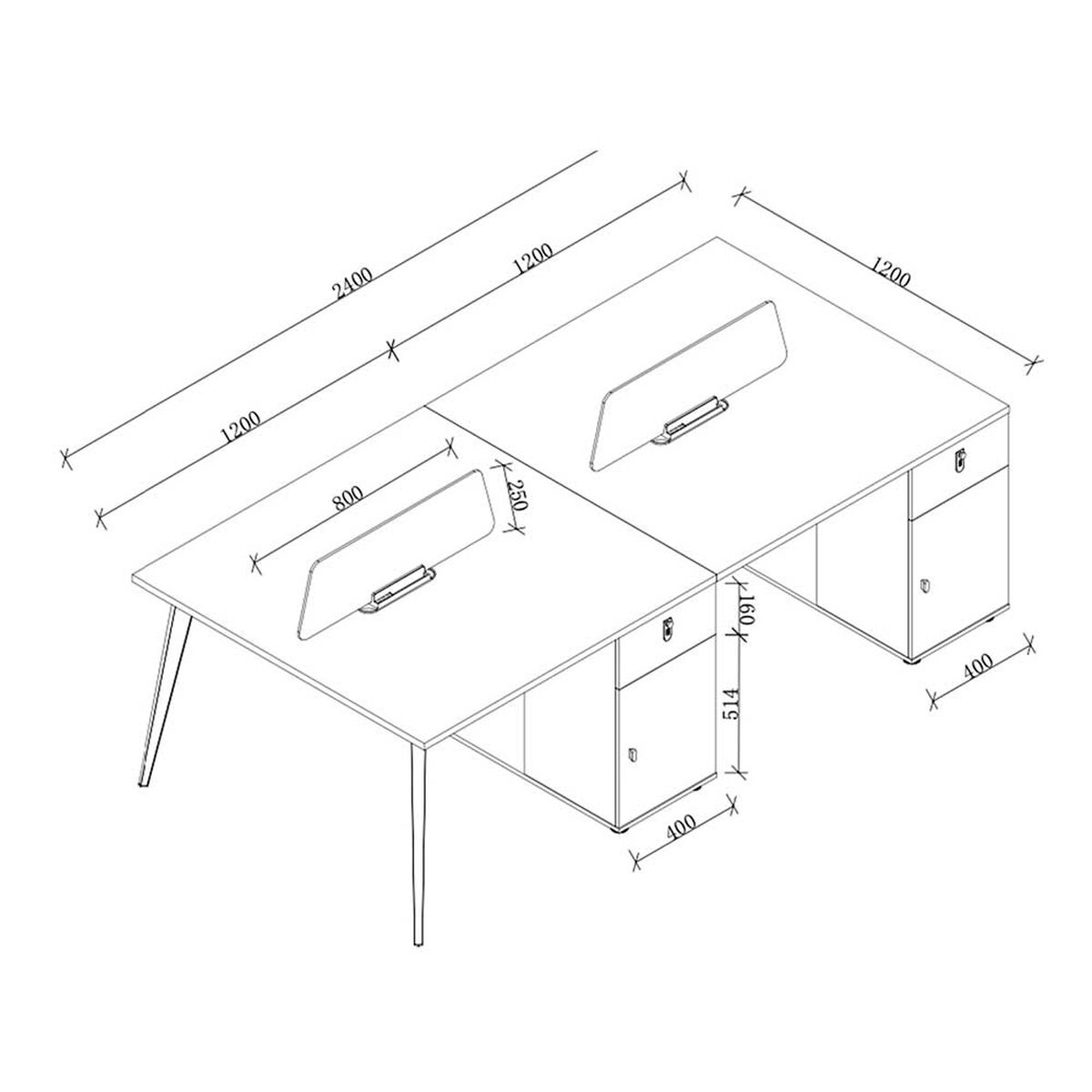 Estaci&oacute;n de Trabajo Rodler Nordik 4 Puestos Blanco