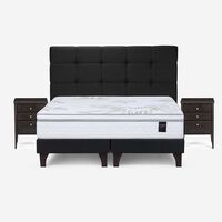 Cama Europea Rosen Base Dividida 2 Plazas Art 4 + Respaldo + 2 Veladores Issey
