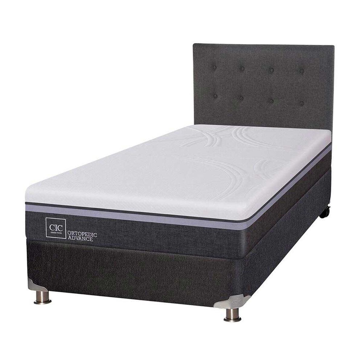 Box Spring CIC 1,5 Plazas Ortopedic Advance + Respaldo Eufrates