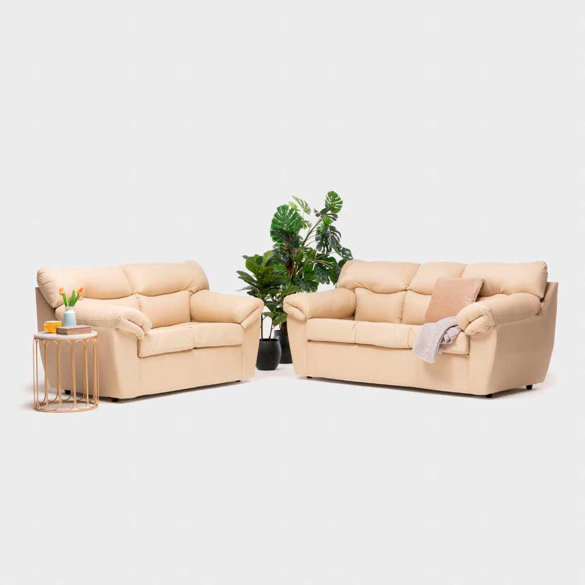 Juego de Living Cabsur Zeus Sof&aacute; 3 Cuerpos + Sof&aacute; 2 Cuerpos PU Beige