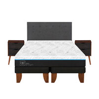 Cama Europea CIC Green Infinity 2 Plazas + 1 Respaldo + 2 Veladores Eufrates