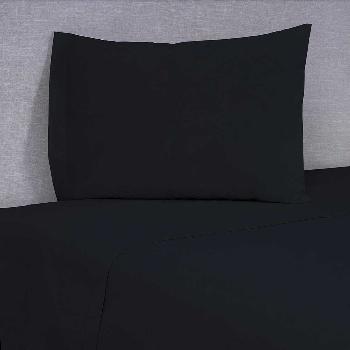 Juego de Sábanas Mashini 144 Hilos 1 Plaza Liso Negro