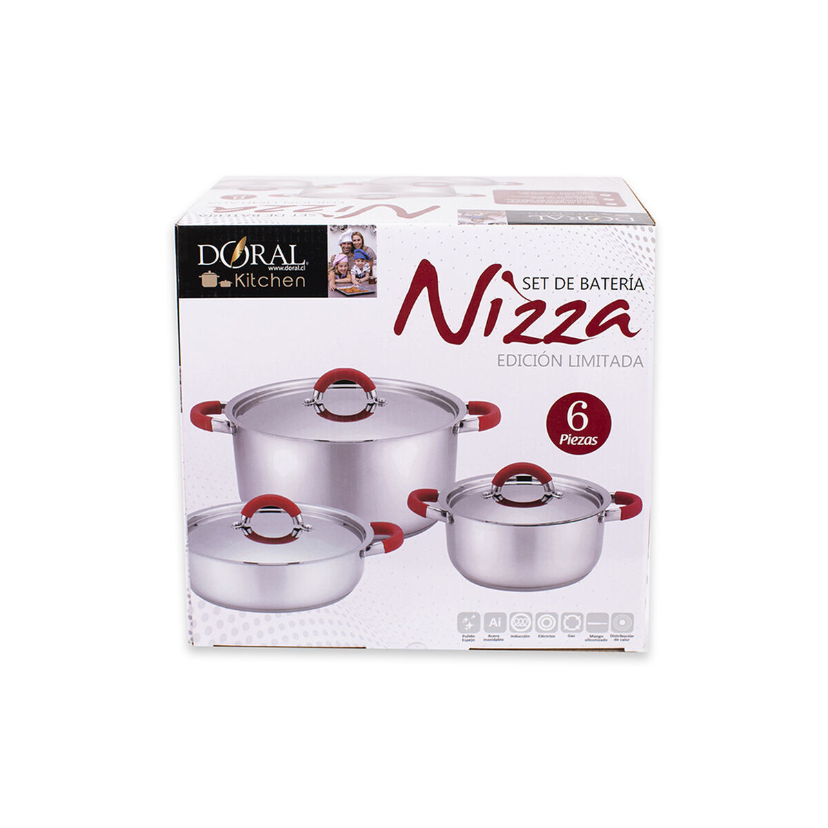 Batería Doral Nizza Acero Inoxidable 6 Piezas