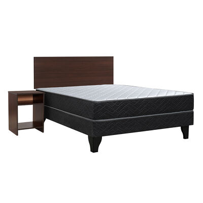 Cama Europea Celta Full Cádiz + Respaldo + Velador