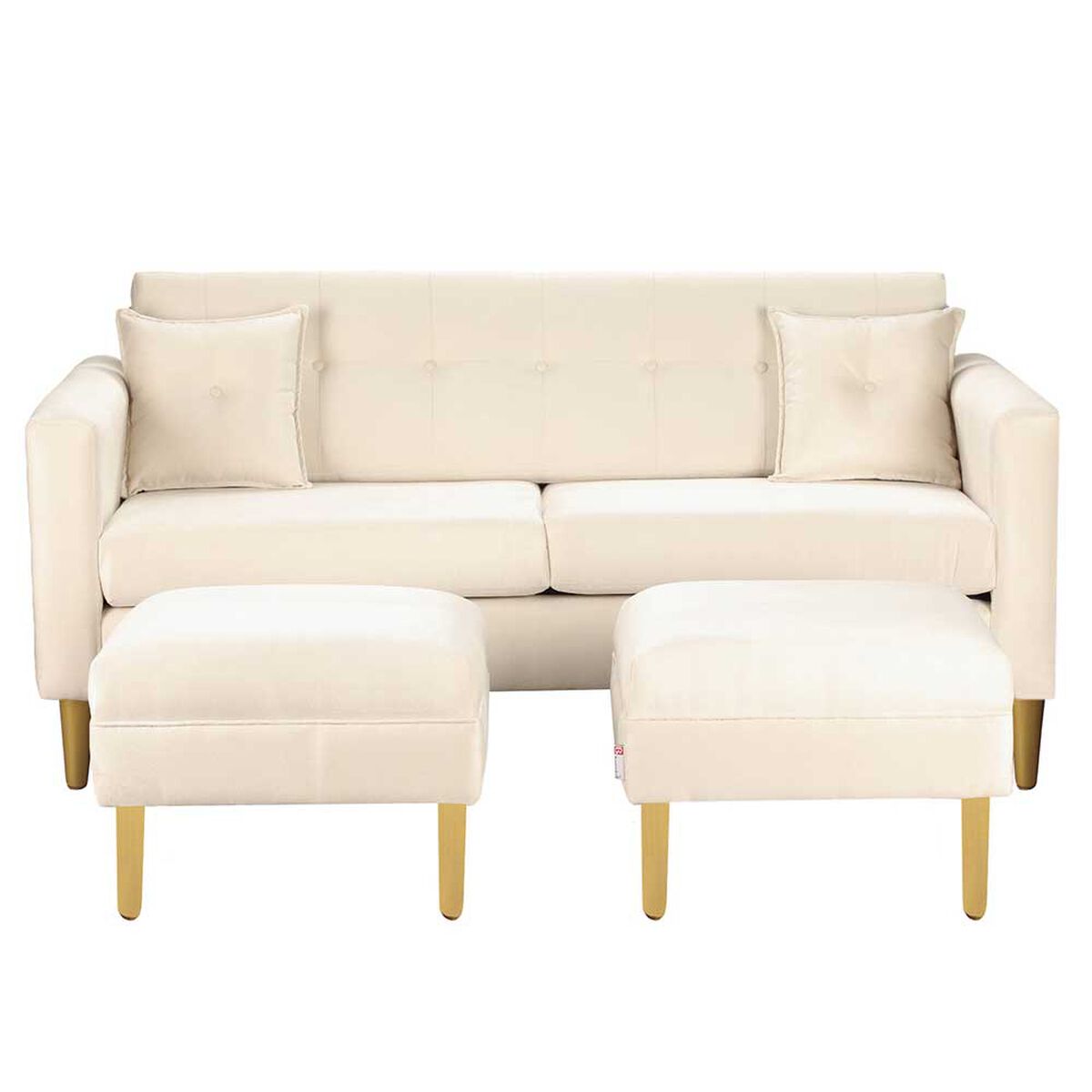 Juego de Living Bodevir New Retro Felpa 01 Sof&aacute; 3 Cuerpos + Dos Pouf 1 Cuerpo Crudo&nbsp;