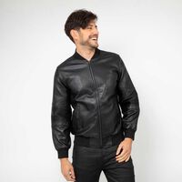 Chaqueta Bomber Ecocuero Hombre Zibel Negro