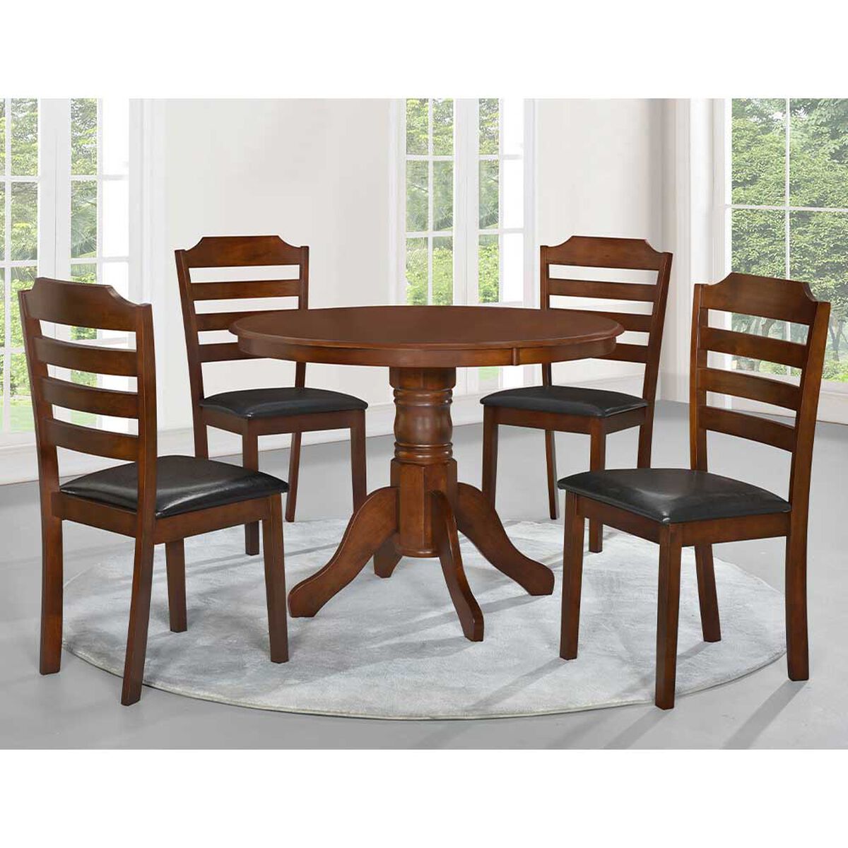 Combo Juego de Comedor Dreams Enzo 4 Sillas Café + Juego de Cubiertos Zibel K-3650 30 Piezas + Set 4 Mugs Casanova MG-0518 Colores