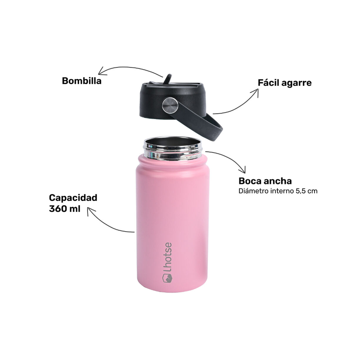 Botella Lhotse Térmica Rosado 360 ml
