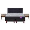Cama Europea Flex Base Dividida 2 Plazas Therapedic Plus + Respaldo Royal + 2 Veladores Rock