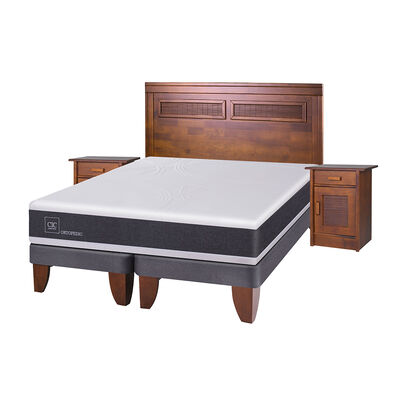 Cama Europea CIC Base Dividida King Ortopedic + Respaldo + 2 Veladores