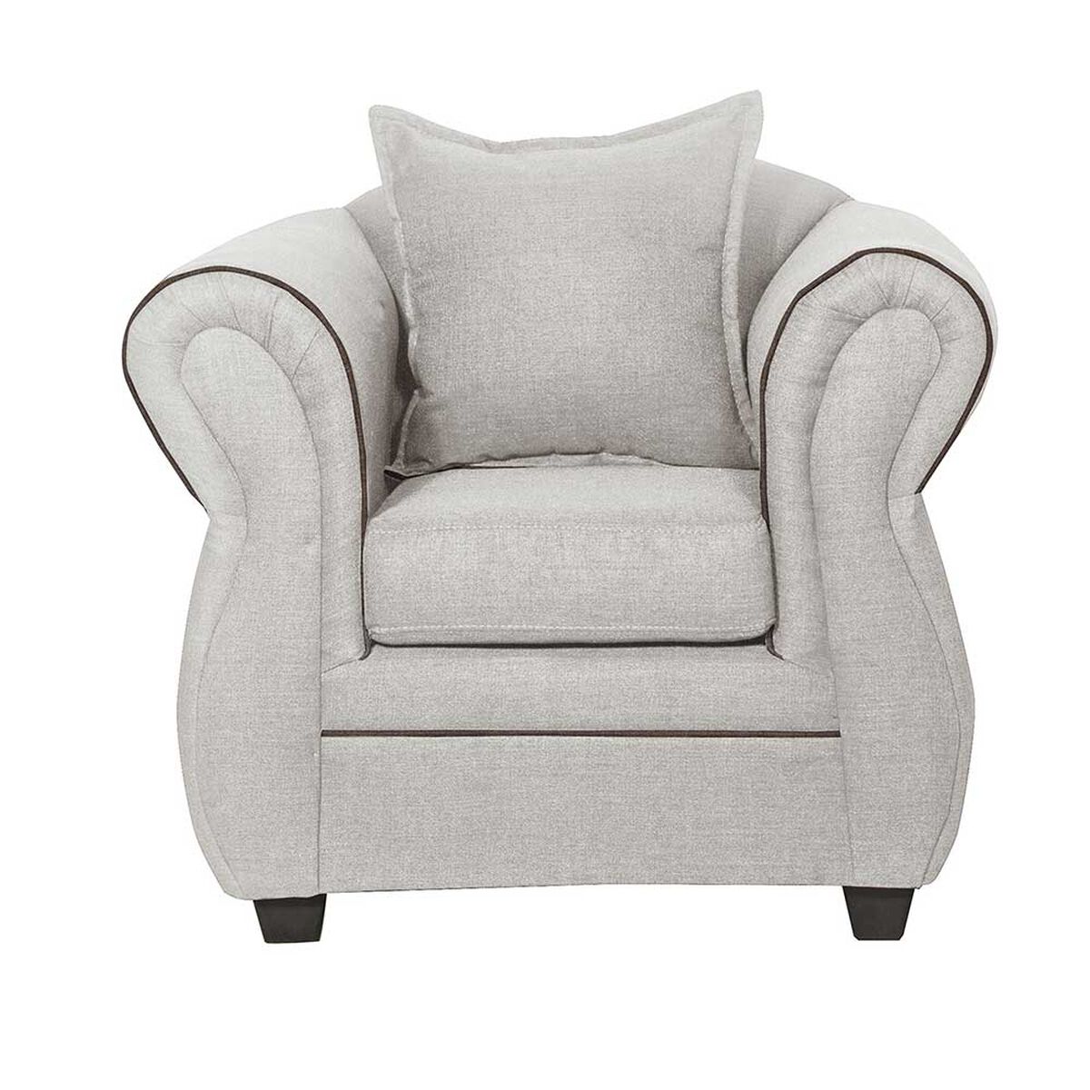 Juego de Living Black Factory Emili Sofá 3 Cuerpos + Dos Sillones 1 Cuerpo Crema