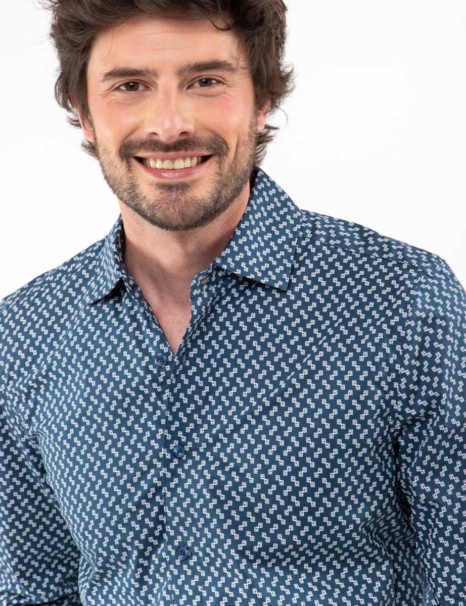 Camisa Algodón Estampada Slim Manga Larga Hombre Zibel