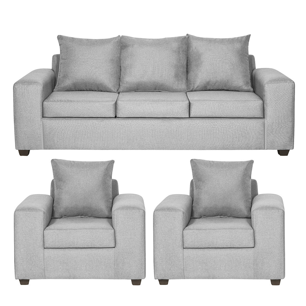 Juego de Living Innovamuebles Kahlo Sofá 3 Cuerpos + Dos Sillones 1 Cuerpo Gris Claro