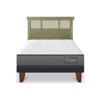 Cama Europea CIC 1,5 Plazas Anatomic + Respaldo Dublin Olivo